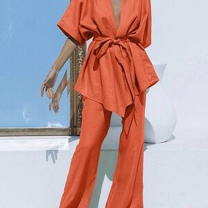 Elegant Orange Women's Two Piece